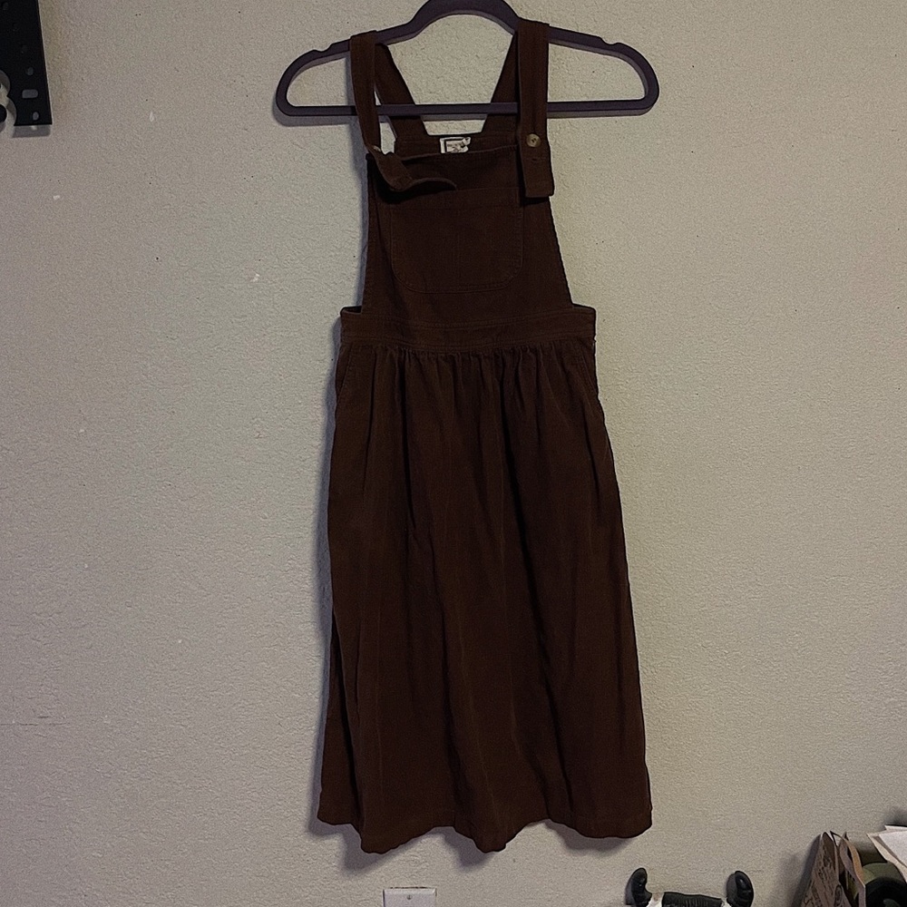 Brown Corduroy Overall Dress